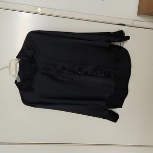 Satin Button Up Blouse (Black)